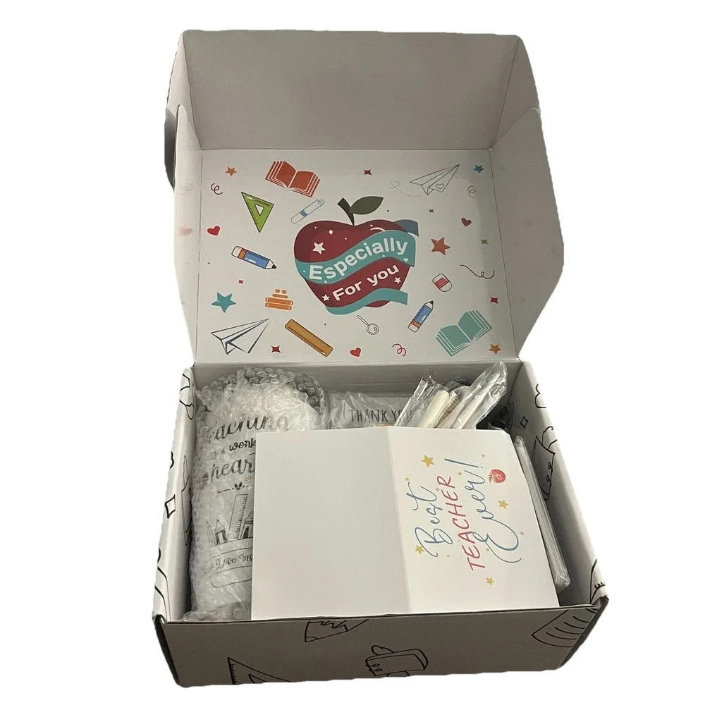 Best Teacher Ever Appreciation Box Of Gifts Tumbler Pen Candle Cards Pouch Heart